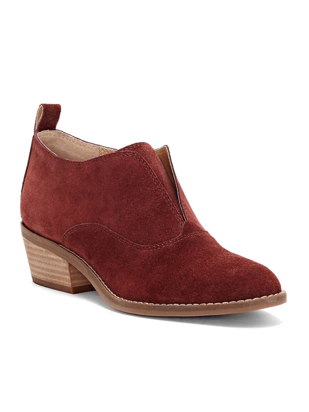Lucky Brand Fimberly Suede Low Heel Ankle bootie color sable Rust 7.5